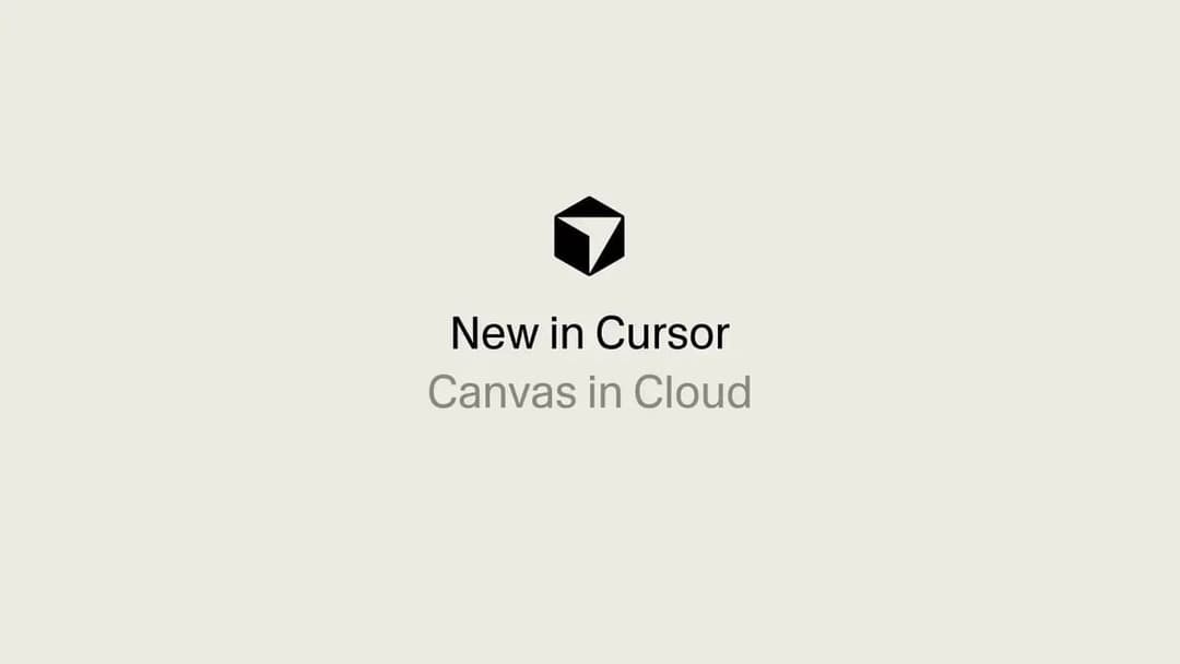 The image presents a minimalist design on a light beige background. Dominating the center of the image is a black hexagon, which is the focal point of the design. Beneath the hexagon, the text "New in Cursor" is written in a sans-serif font, and below it, the phrase "Canvas in Cloud" is written in a smaller font. The t