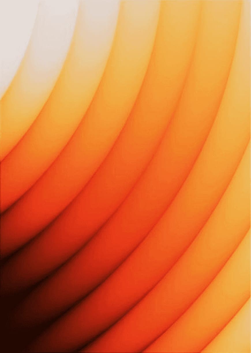 The image presents a captivating abstract composition featuring a series of curved lines that create a sense of depth and movement. The lines are predominantly in shades of orange and yellow, with some darker brown/black lines interspersed, creating a gradient effect. The lines are arranged in a curved pattern, converg