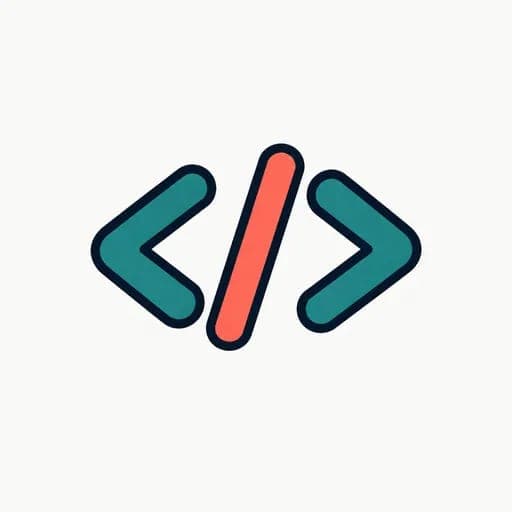 The image presents a simple yet striking logo. Dominating the center of the image is a vibrant red line, which is a stylized representation of a line of code. This line is flanked by two teal arrows, each pointing in the opposite direction. The teal arrows are outlined in black, adding a touch of contrast to the overal