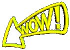 The image features a vibrant yellow arrow pointing towards the right, with the word "WOW!" written in bold, black letters across the arrow. The arrow and the word are outlined in a bright yellow color, creating a striking contrast against the black background. The image is a digital illustration and does not contain an