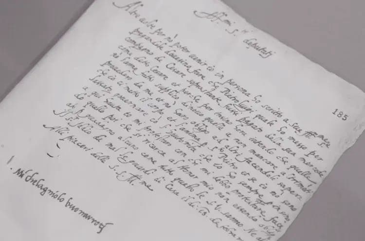 The image shows a page from a handwritten note, possibly a letter or a personal journal, written in cursive script. The page is white and appears to be slightly curled at the edges. The text is written in black ink and is arranged in a single column. The page number 185 is visible in the top right corner. The handwriti