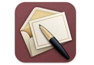 The image presents a digital illustration of a stylized envelope and a note card, both rendered in a flat design style. The envelope, with a cream/beige color and a gold/tan trim, is positioned on top of the note card, which is white with a gold/tan border. A black pen with a gold/tan tip is resting on the note card. T