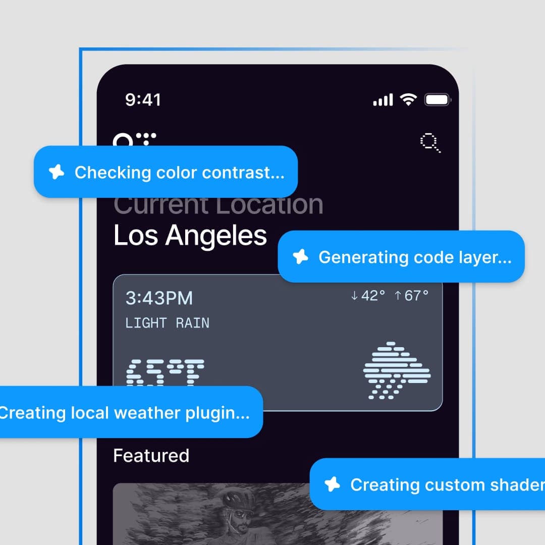 The image shows a screenshot of a mobile phone displaying a weather widget. The phone's screen is dark gray or black, with a light gray background. The weather widget is a light gray rectangle with a dark gray border. The widget displays the current location as Los Angeles, the time as 3:43 PM, and the current temperat